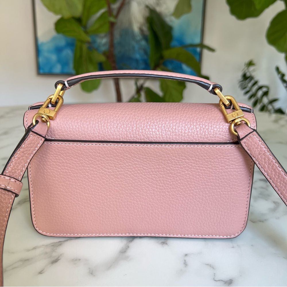 NWT Tory Burch Britten Mini Top Handle Leather Crossbody Bag Pink Moon - Picture 3 of 16